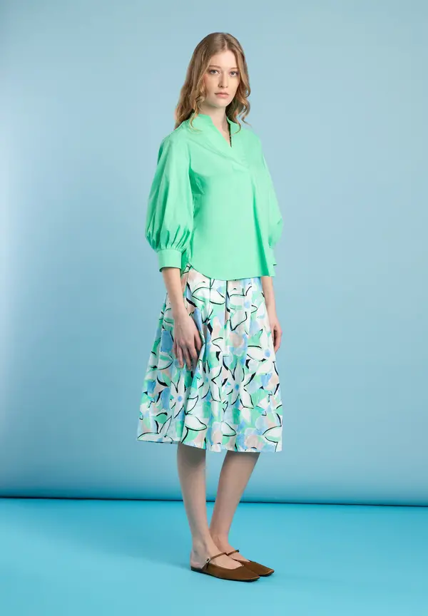 More & More Baumwoll/Stretch Bluse, march green, Frühjahrs-Kollektion Neueste Mode
