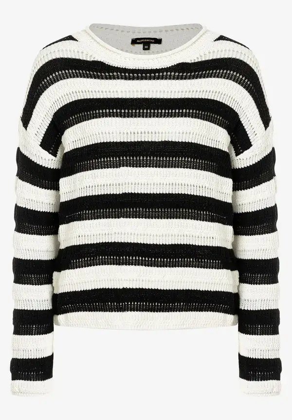 More & More Pullover, schwarz/weiß gestreift, Frühjahrs-Kollektion Begrenzte Freigabe