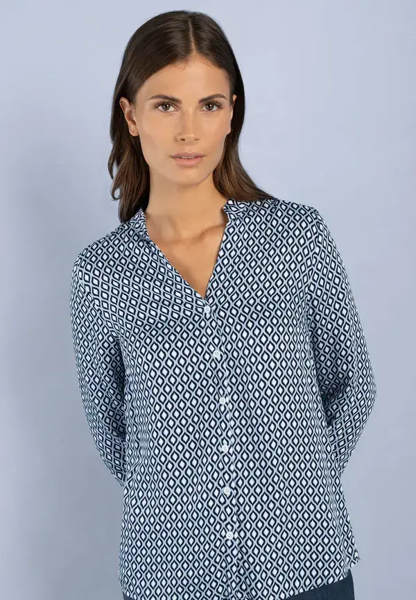 More & More Printbluse, hellblau/ecru/marine Zeitbegrenzte Promotion