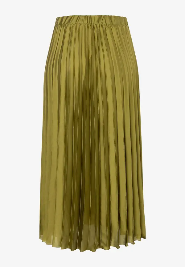 More & More Satin Plisséerock, soft moss green Super Rabatt