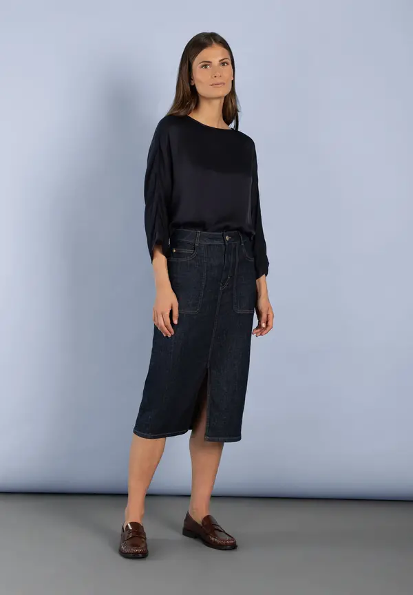 More & More Satinbluse, marine 2025