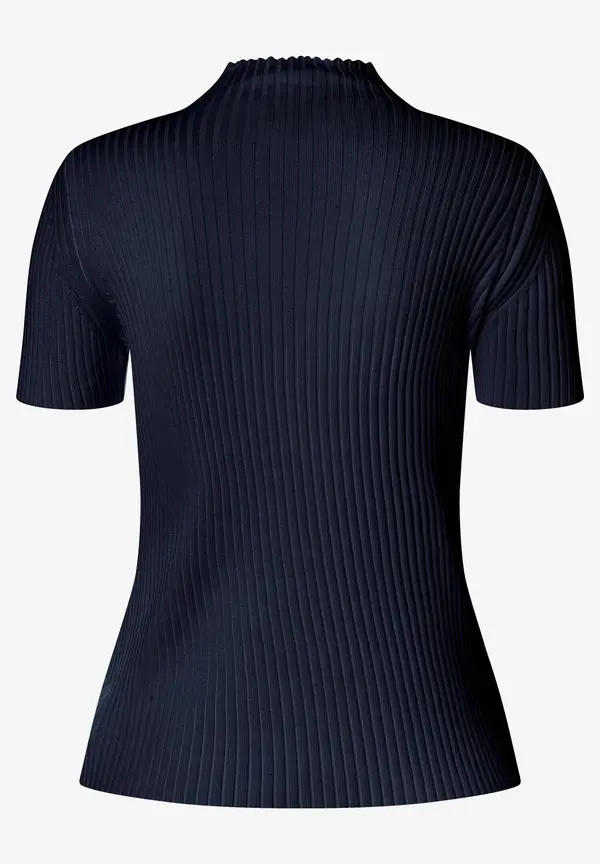 More & More Rippstrick-Pullover, Kurzarm, marine Auslauf
