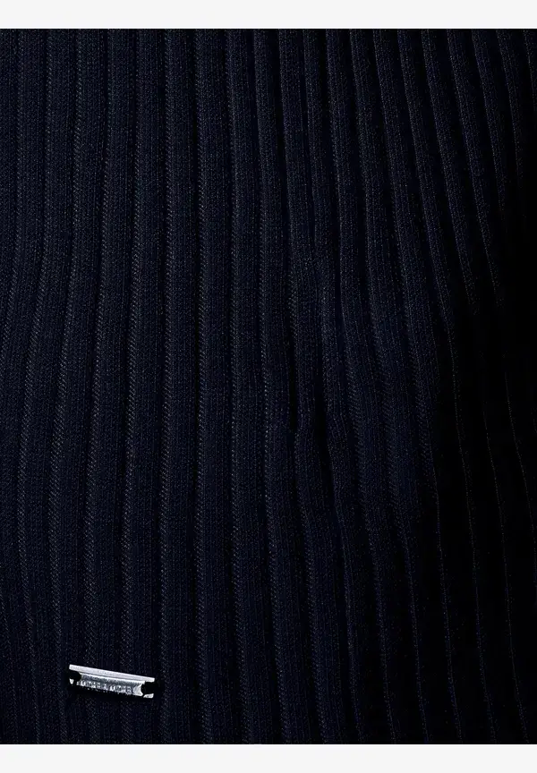 More & More Rippstrick-Pullover, Kurzarm, marine Auslauf