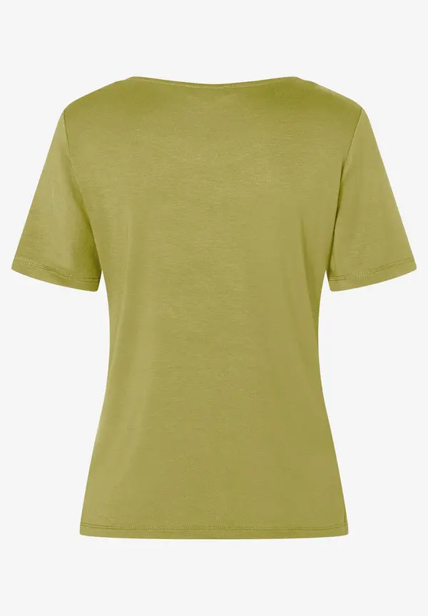 More & More T-Shirt mit Zierkante, soft moss green im Angebot