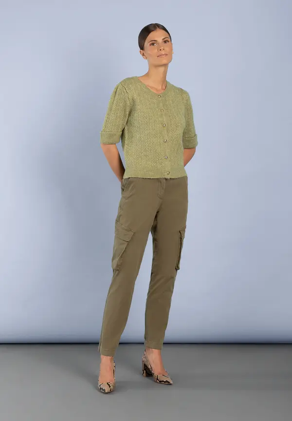 More & More Cardigan, Kurzarm, soft moss green Fabrikverkauf