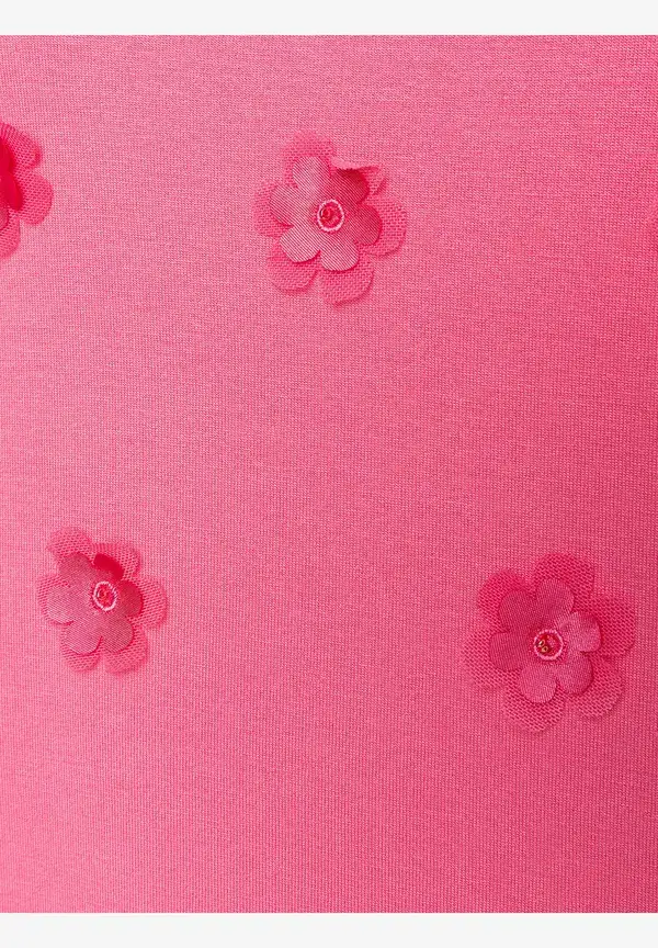 More & More T-Shirt mit Blüten-Applikation, sorbet pink, Sommer-Kollektion Kostenlose Rückgabe