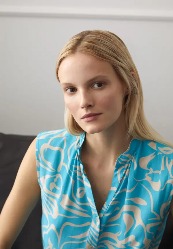 More & More ärmellose Bluse, abstrakter Flowerprint, Frühjahrs-Kollektion Bis zu 65% Rabatt