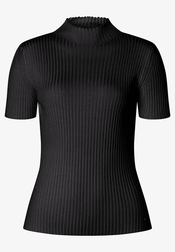 More & More Rippstrick-Pullover, Kurzarm, schwarz Clearance-Verkauf