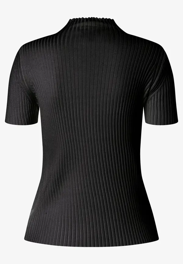 More & More Rippstrick-Pullover, Kurzarm, schwarz Clearance-Verkauf