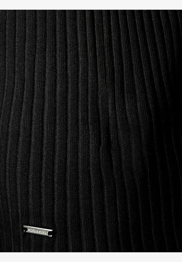 More & More Rippstrick-Pullover, Kurzarm, schwarz Clearance-Verkauf