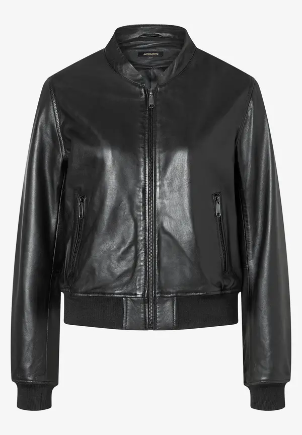 More & More Lederblouson, schwarz Kostenloser Versand international