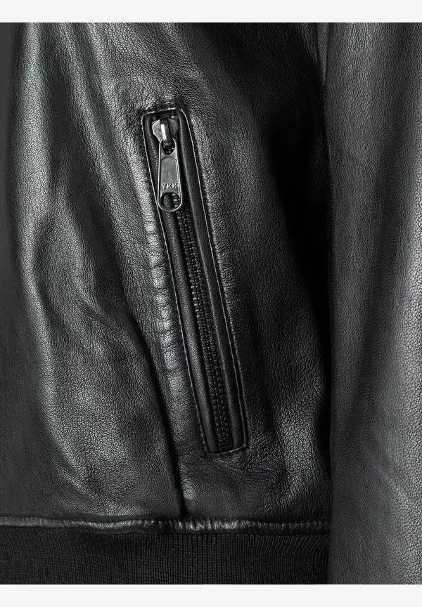 More & More Lederblouson, schwarz Kostenloser Versand international