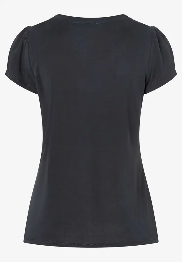 More & More T-Shirt mit Zierkante, schwarz Auslauf