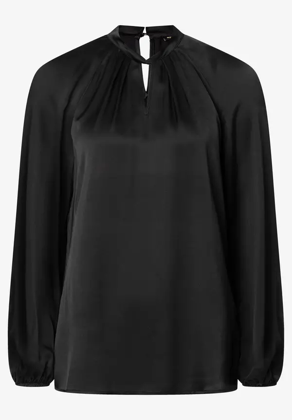 More & More Satinbluse mit Cut Outs, schwarz Schlussverkauf