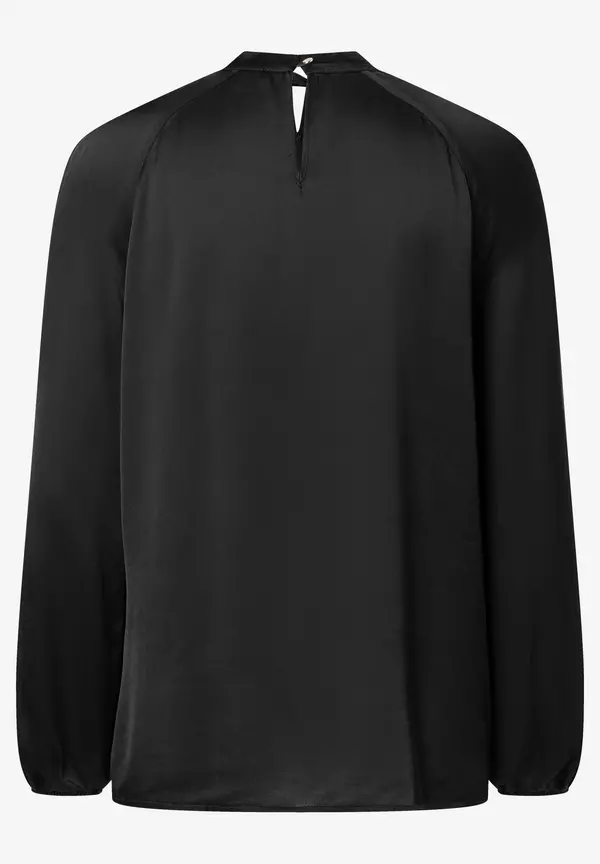 More & More Satinbluse mit Cut Outs, schwarz Schlussverkauf