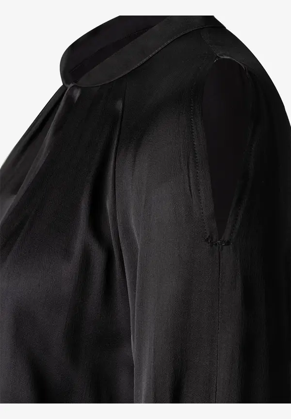 More & More Satinbluse mit Cut Outs, schwarz Schlussverkauf