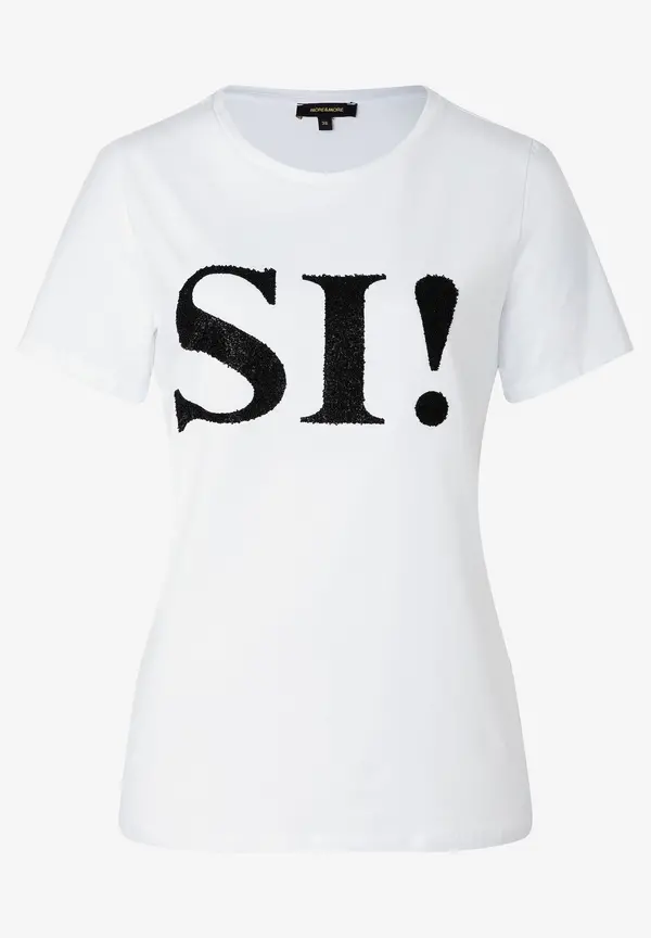 More & More T-Shirt mit Perlenaufschrift, weiß, Frühjahrs-Kollektion Meist gekauft