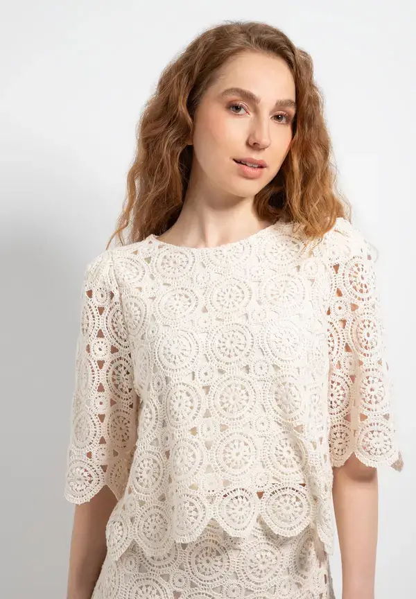 More & More Spitzenbluse, ecru, Sommer-Kollektion Versandkostenfrei