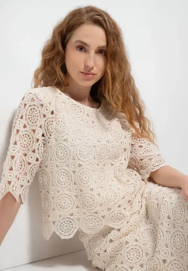 More & More Spitzenbluse, ecru, Sommer-Kollektion Versandkostenfrei