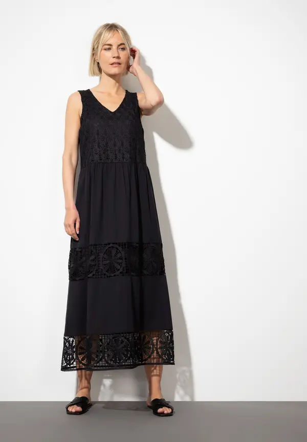 More & More Maxikleid mit Spitzendetails, schwarz, Sommer-Kollektion Exklusivangebot