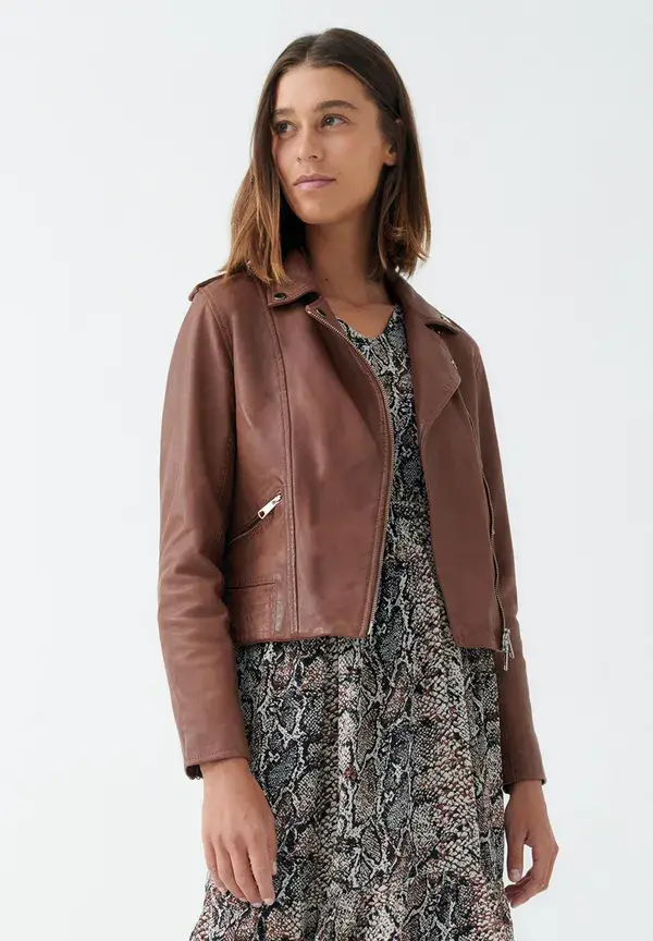 More & More Biker-Lederjacke, hazel brown, Herbst-Kollektion Saisonschlussverkauf