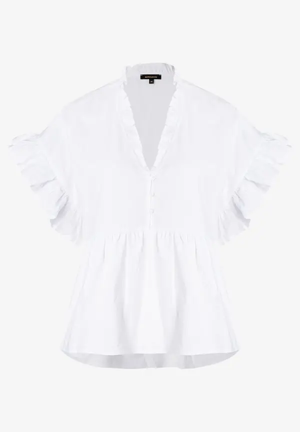 More & More weite Bluse mit Rüschen, weiß, Sommer-Kollektion Heißer Verkauf