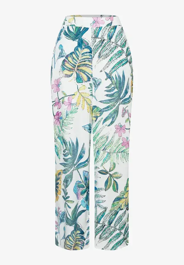 More & More Satinhose, Blätterprint, Sommer-Kollektion Top Angebot