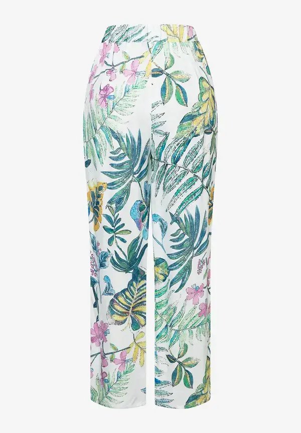 More & More Satinhose, Blätterprint, Sommer-Kollektion Top Angebot