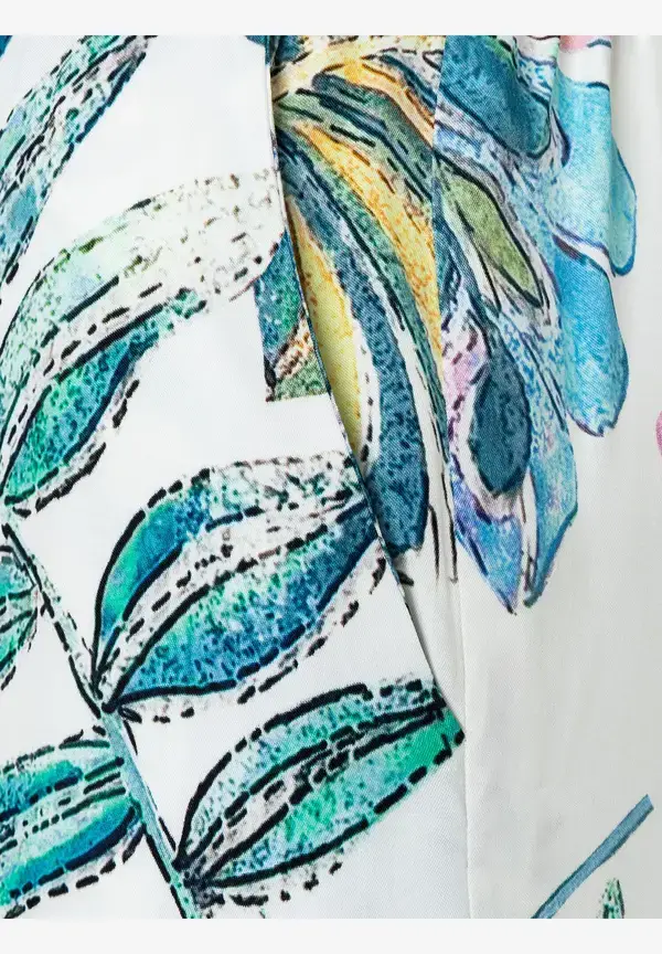 More & More Satinhose, Blätterprint, Sommer-Kollektion Top Angebot