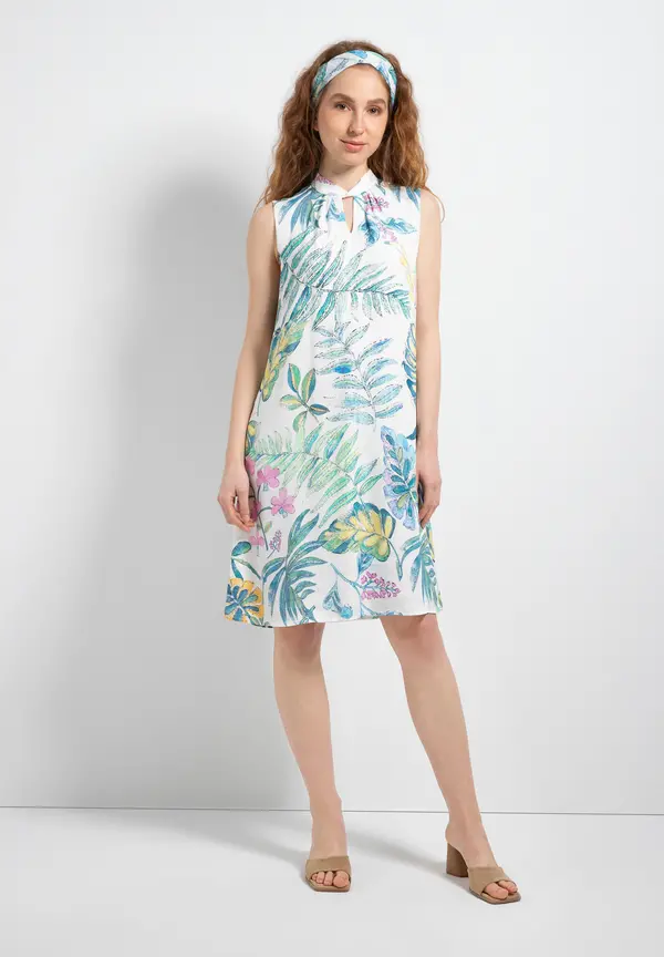 More & More Satinkleid, Blätterprint, Sommer-Kollektion Neuheiten