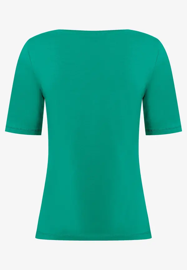 More & More T-Shirt mit U-Boot Ausschnitt, summergarden green, Sommer-Kollektion Räumungsverkauf