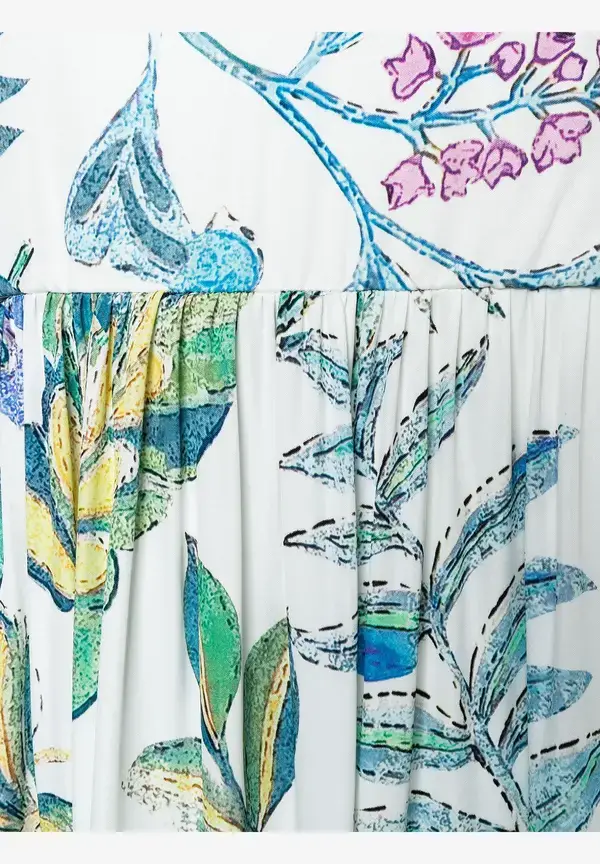 More & More Maxi Satinkleid, Blätterprint, Sommer-Kollektion VIP-Rabatte