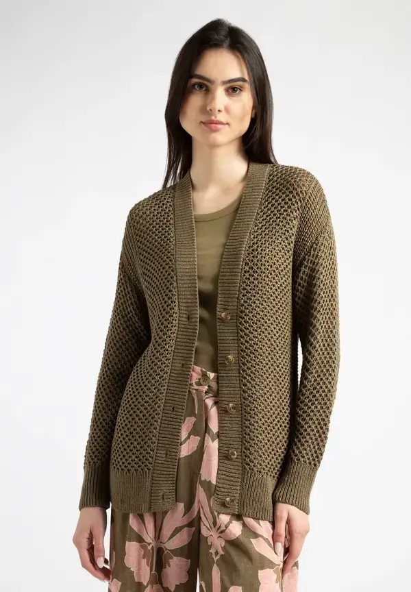 More & More Ajour Cardigan, soft reed green, Sommer-Kollektion Letzter Tag