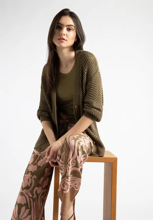 More & More Ajour Cardigan, soft reed green, Sommer-Kollektion Letzter Tag