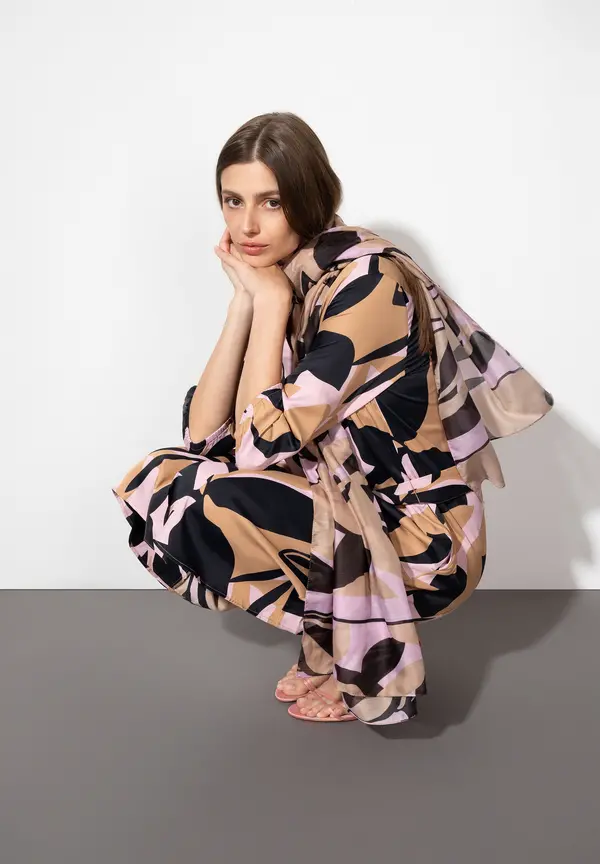 More & More Satinprint Kleid Auslauf