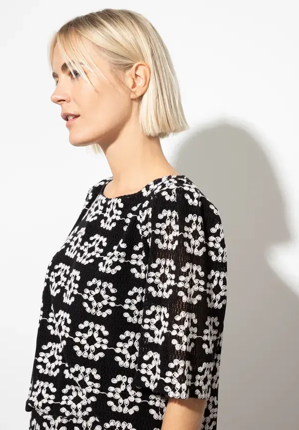 More & More Spitzenbluse, schwarz/ecru, Sommer-Kollektion Fabrik Onlineshop