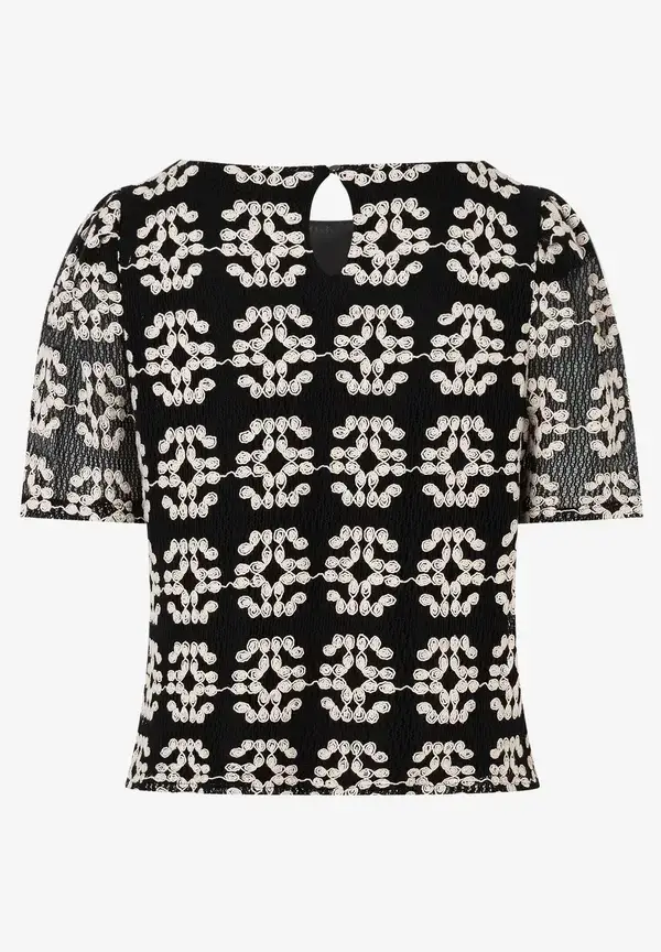 More & More Spitzenbluse, schwarz/ecru, Sommer-Kollektion Fabrik Onlineshop