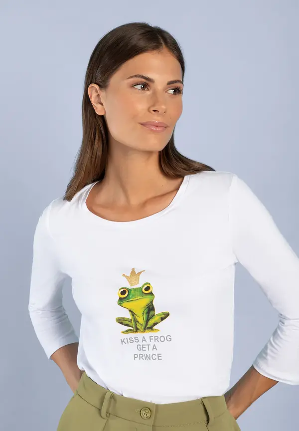 More & More T-Shirt mit Frosch-Print, weiß Begrenztes Angebot