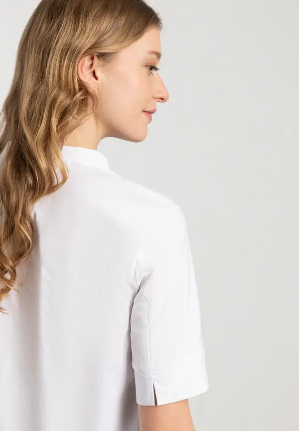 More & More Baumwoll/Stretch Bluse mit Stehkragen, weiß, Sommer-Kollektion Vatertagsangebot