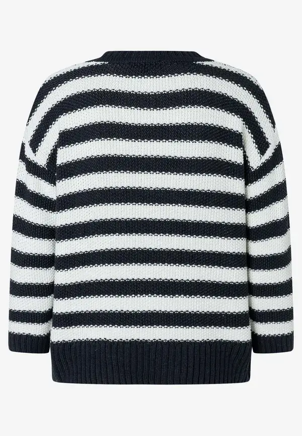 More & More Strukturpullover mit Streifen, marine/ecru, Frühjahrs-Kollektion Lagerräumung