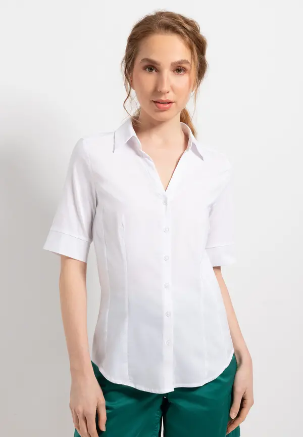 More & More Baumwoll/Stretch Bluse, weiß Neueste Mode