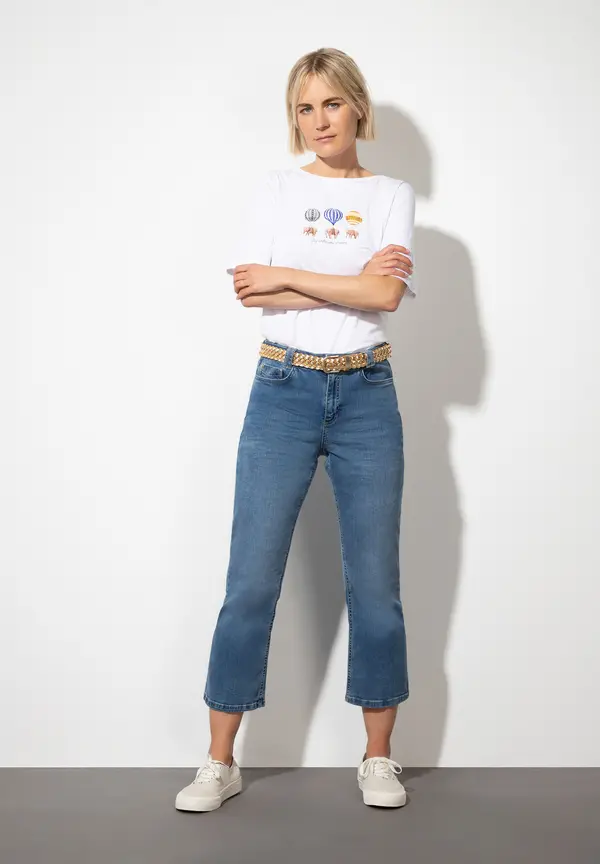 More & More T-Shirt mit Frontprint, weiß, Sommer-Kollektion Online Outlet