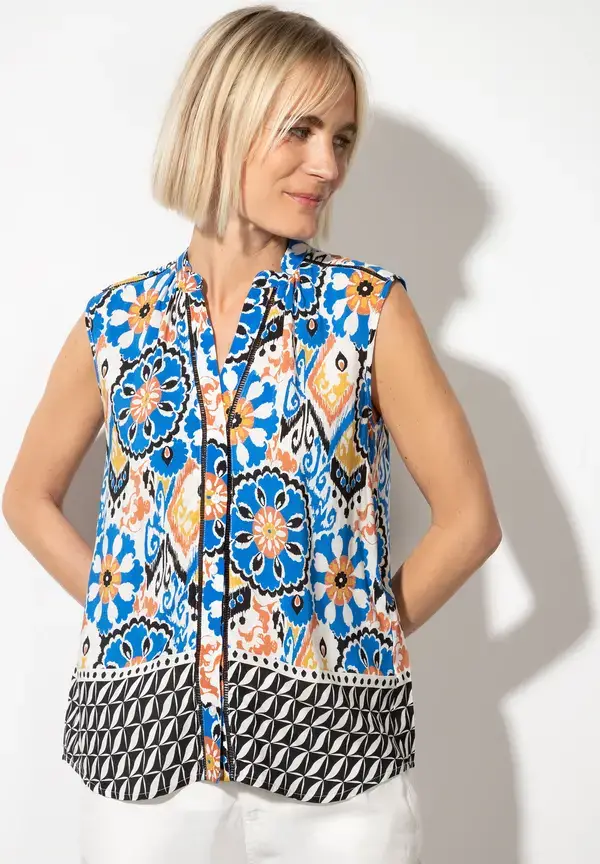 More & More ärmellose Bluse, Ornament-Print, Sommer-Kollektion Super Sparpreis