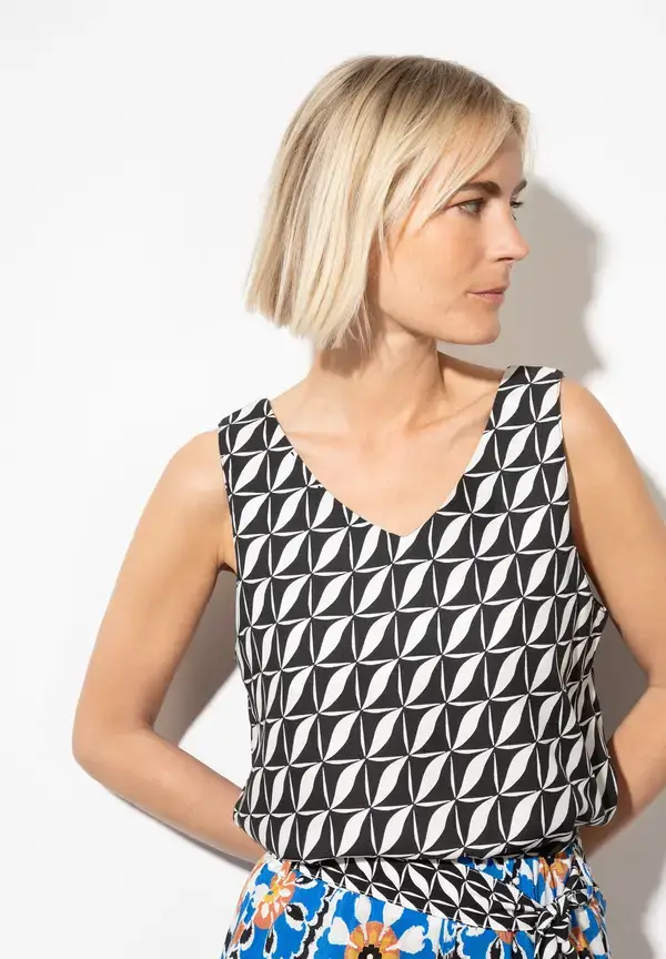 More & More Blusentop, grafischer Print, Sommer-Kollektion Im Verkauf