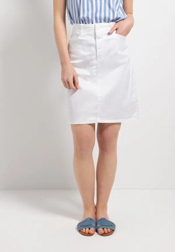 More & More Baumwoll/Stretch Rock, weiß, Sommer-Kollektion 50% Rabatt für begrenzte Zeit