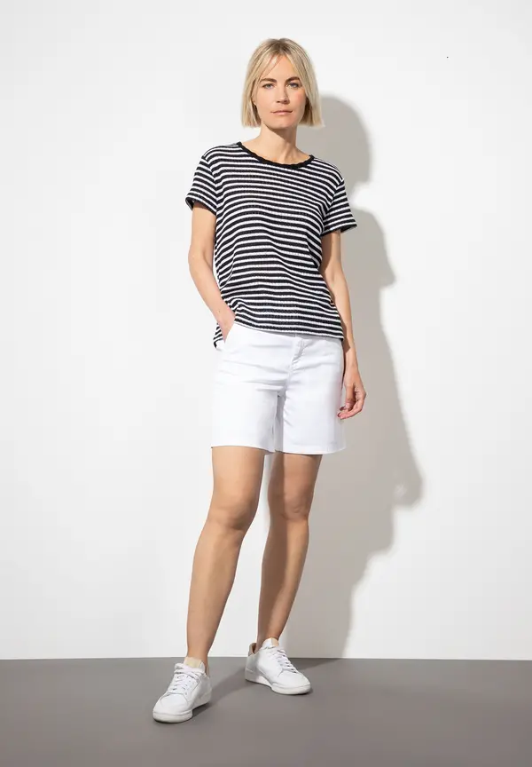 More & More Ajour Shirt, schwarz/weiß gestreift, Sommer-Kollektion Online