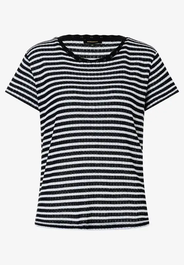 More & More Ajour Shirt, schwarz/weiß gestreift, Sommer-Kollektion Online