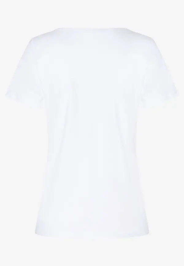 More & More T-Shirt mit Steinchen-Schriftzug, weiß, Sommer-Kollektion Outlet