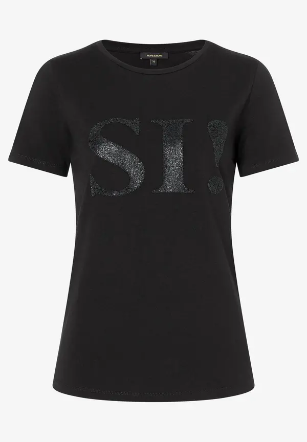 More & More T-Shirt mit Perlenaufschrift, schwarz, Frühjahrs-Kollektion Auslauf