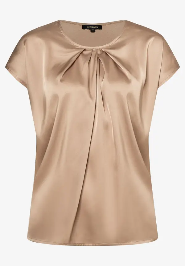 More & More Shirt mit Satinfront, soft toffee, Sommer-Kollektion Heißer Verkauf